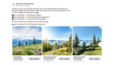 Social Media Werbung mit Österreichs Wanderdörfer | © TVB Piesendorf Niedernsill