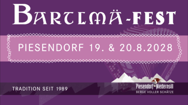 Grafik zur Terminankündigung des Bartlmä-Fests 2024 in Piesendorf am 24. & 25. August | © TVB Piesendorf Niedernsill